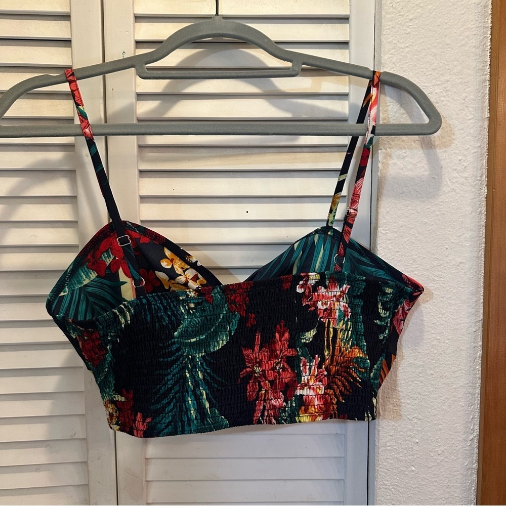 SHEIN Green and Black Bustier Camisole Crop Top